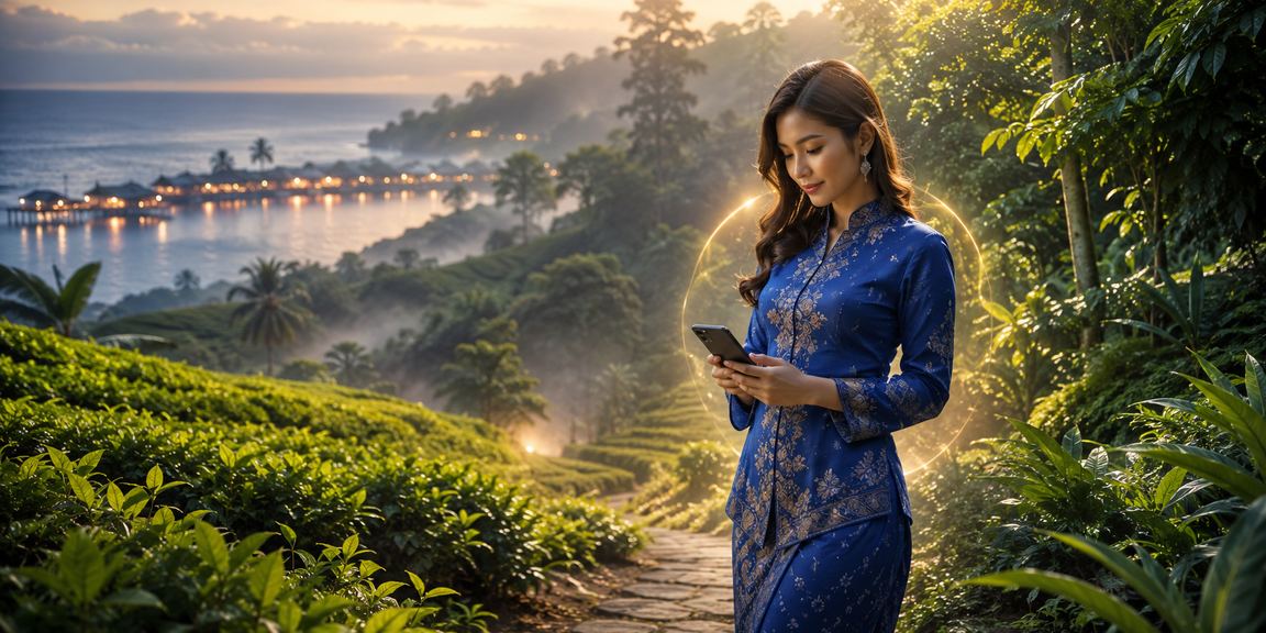 Pemain kasino mudah alih menggunakan aplikasi mm2h sambil memakai baju kurung