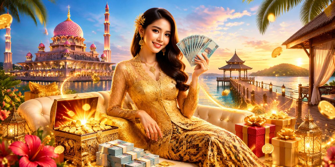 Wanita memakai kebaya bertaruh secara dalam talian di Putrajaya